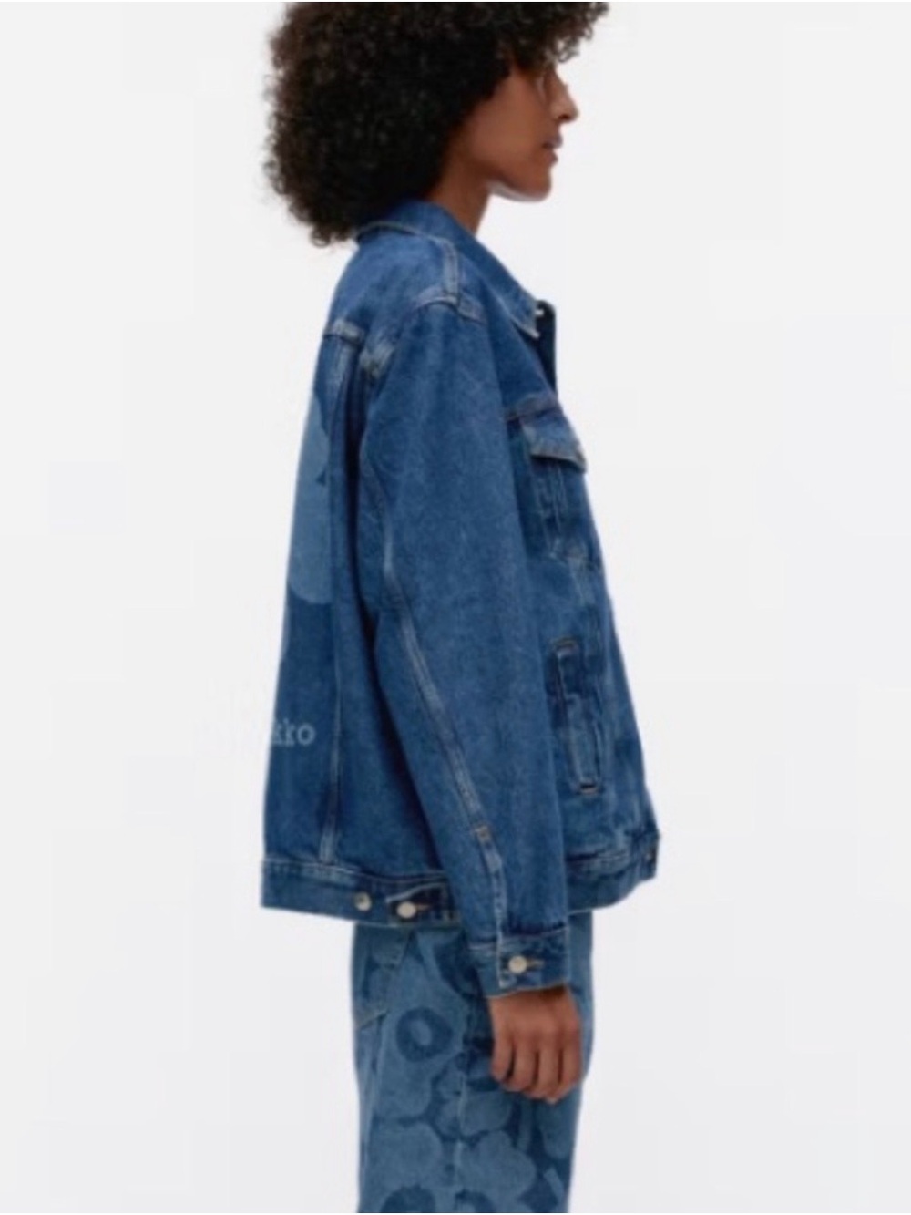Marimekko Murros Unikko Placement Denim Jacket- Worn Indigo - Picture 4 of 6